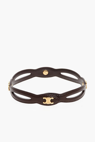 Leather Choker with Metal Logo