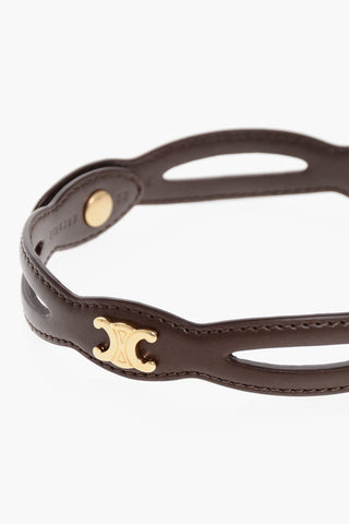 Leather Choker with Metal Logo