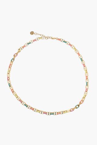 Brass CD Necklace with Enamelled Detail