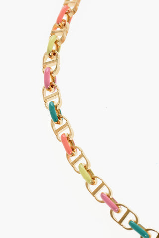 Brass CD Necklace with Enamelled Detail