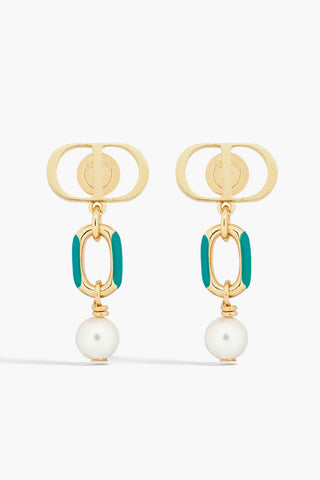 Brass PETIT CD Earrings with Pearl