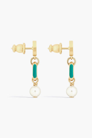 Brass PETIT CD Earrings with Pearl