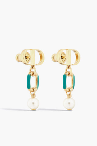 Brass PETIT CD Earrings with Pearl