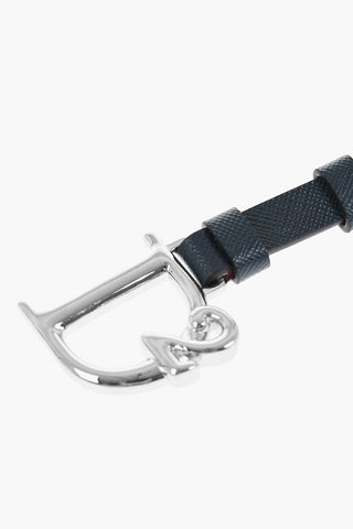 Saffiano Leather Keychain D2 STATEMENT with Silver-Tone Metal Details