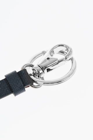 Saffiano Leather Keychain D2 STATEMENT with Silver-Tone Metal Details