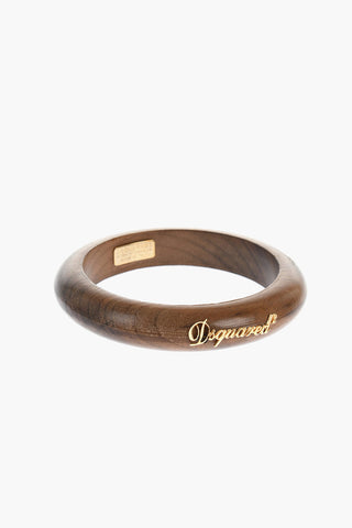 Wooden Rigid Bracelet with Golden Logo