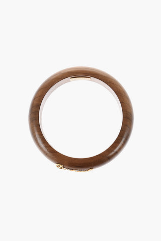 Wooden Rigid Bracelet with Golden Logo