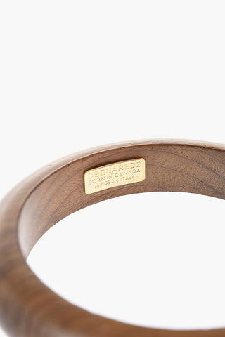 Wooden Rigid Bracelet with Golden Logo