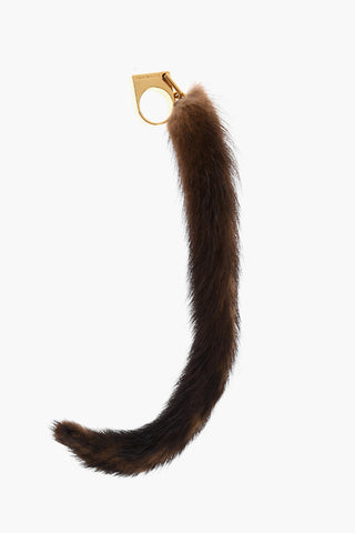 Metal Ring with Maxi Fur Pendant