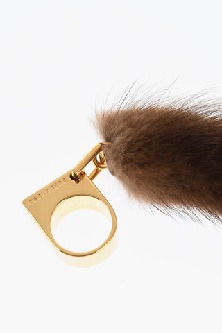 Metal Ring with Maxi Fur Pendant