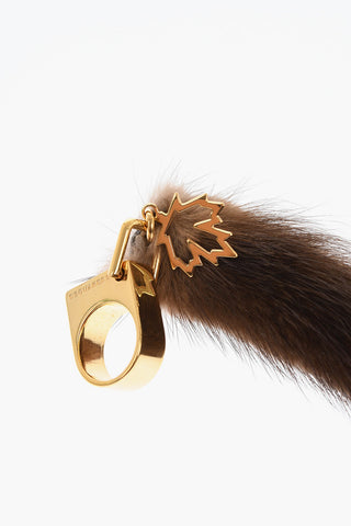 Metal Ring with Maxi Fur Pendant