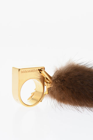 Metal Ring with Maxi Fur Pendant