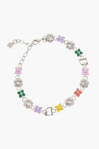Metal Bracelet Embellished with Charms and Crystals