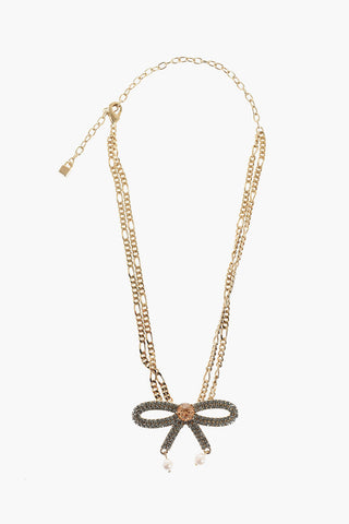 Golden Metal Choker Necklace Embellished with Swarovski Crystals