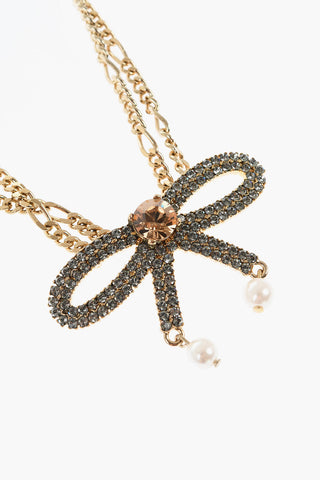 Golden Metal Choker Necklace Embellished with Swarovski Crystals