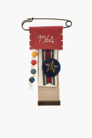 Medallion Pin with Leather Detail