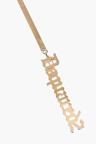 Golden Effect Metal Clip-On Single Earring with Lettering Logo