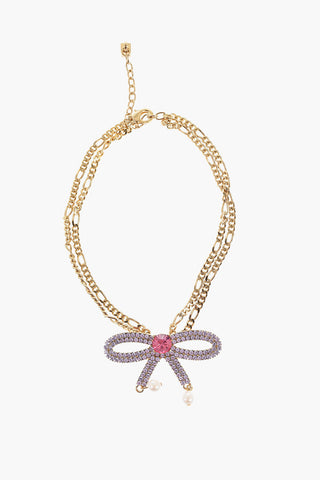 Golden Metal Choker Necklace Embellished with Swarovski Crystals