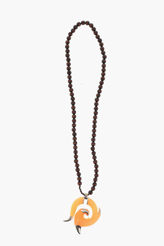 Wood Necklace FLAMES with Maxi Resin Pendant