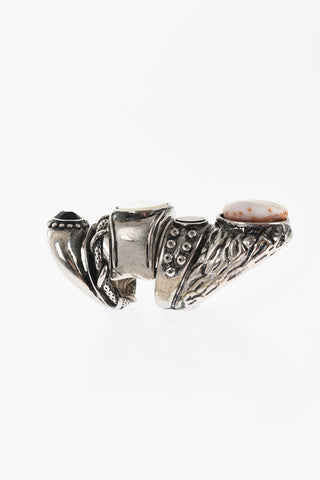 Anello Armor in Metallo con Dettagli a Contrasto
