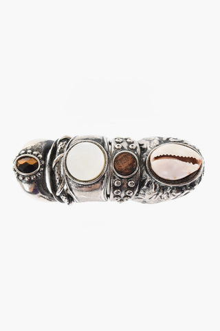 Anello Armor in Metallo con Dettagli a Contrasto
