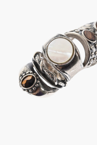 Anello Armor in Metallo con Dettagli a Contrasto