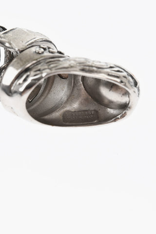 Anello Armor in Metallo con Dettagli a Contrasto
