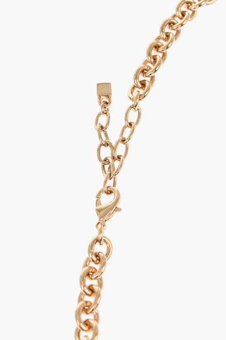 Golden Effect Chain Necklace with Rhinestone Embellished Charms