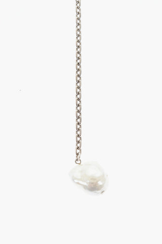 Silver-Tone Metal Wrap Necklace with Lettering Logo