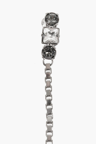 Clip-On Single Earring with Maxi Chain and Rhinestone Embellished Bow