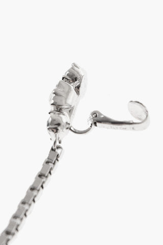 Clip-On Single Earring with Maxi Chain and Rhinestone Embellished Bow