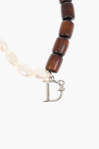 Cavigliera in Legno Impreziosita da Perle e Charm D2
