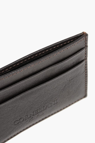 Leather Card Holder with Contrasting Detail