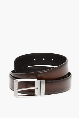 Burnt-effect Leather Belt 30mm