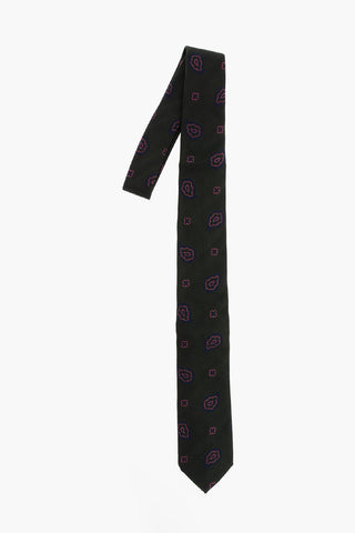 Silk Blend Tie with Paisley Motif