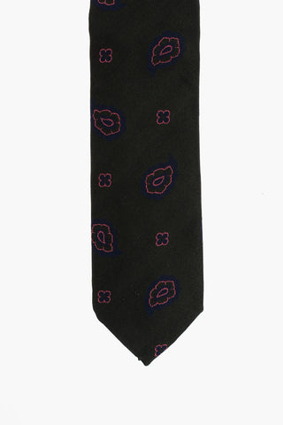 Silk Blend Tie with Paisley Motif