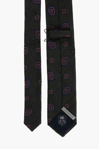 Silk Blend Tie with Paisley Motif