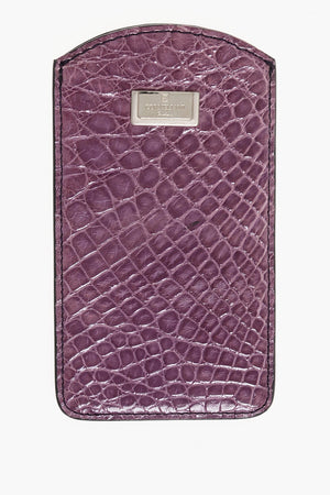 Leather Badge Holder with Crocodile-Effect Embossing