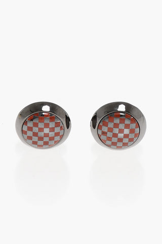 Brass Cufflinks with Checked Design