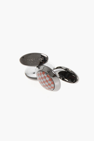 Brass Cufflinks with Checked Design