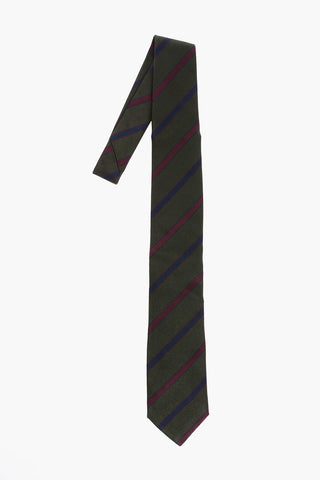 Silk Tie with Crosswise Stripe Pattern