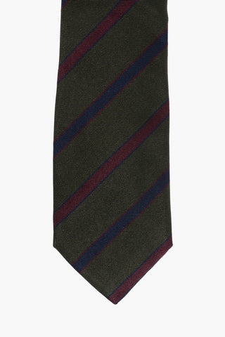 Silk Tie with Crosswise Stripe Pattern