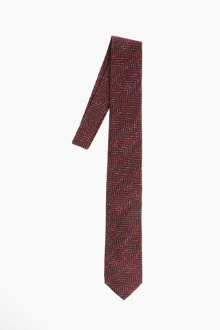 Herringbone Patterned Silk Tie