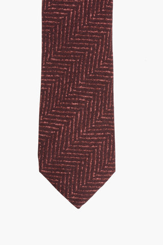 Herringbone Patterned Silk Tie