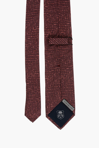Herringbone Patterned Silk Tie