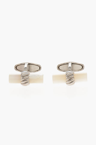 Brass Cufflinks with Mother of Pearl Detail