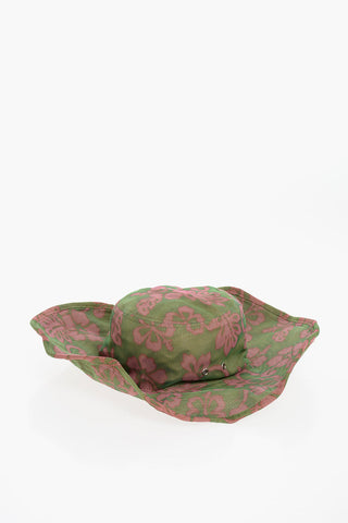 Two-Tone Floral Patterned Floppy Hat