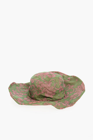 Two-Tone Floral Patterned Floppy Hat