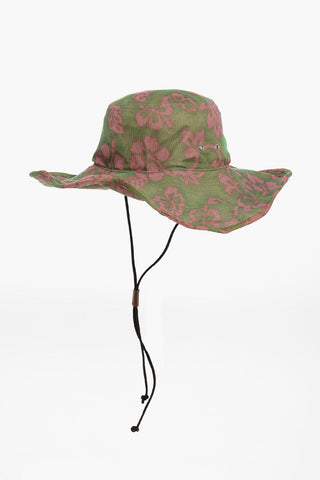 Two-Tone Floral Patterned Floppy Hat