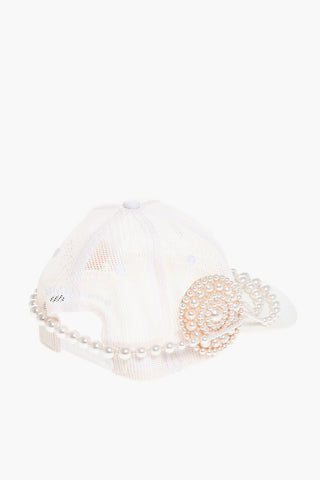 Mesh Cap Embellished with Beads